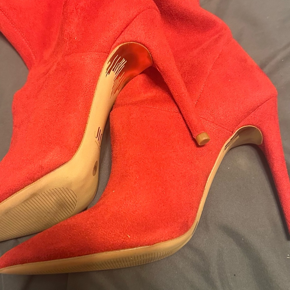 Jennifer Lopez Bold Red Over-the-Knee Boots